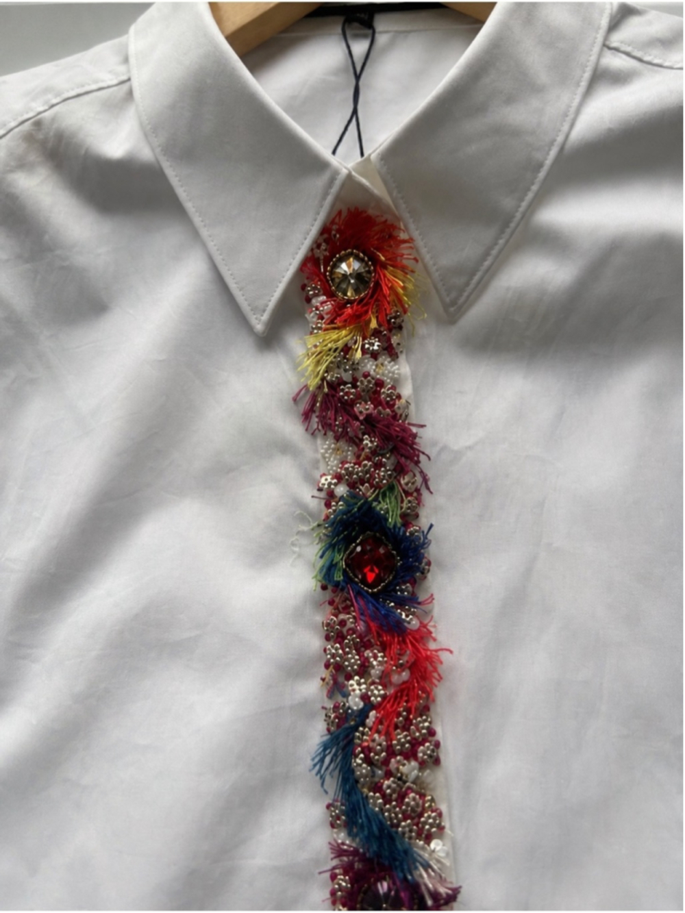 new Escada Embellished White Button Front Blouse Size 46 large - Picture 10 of 11